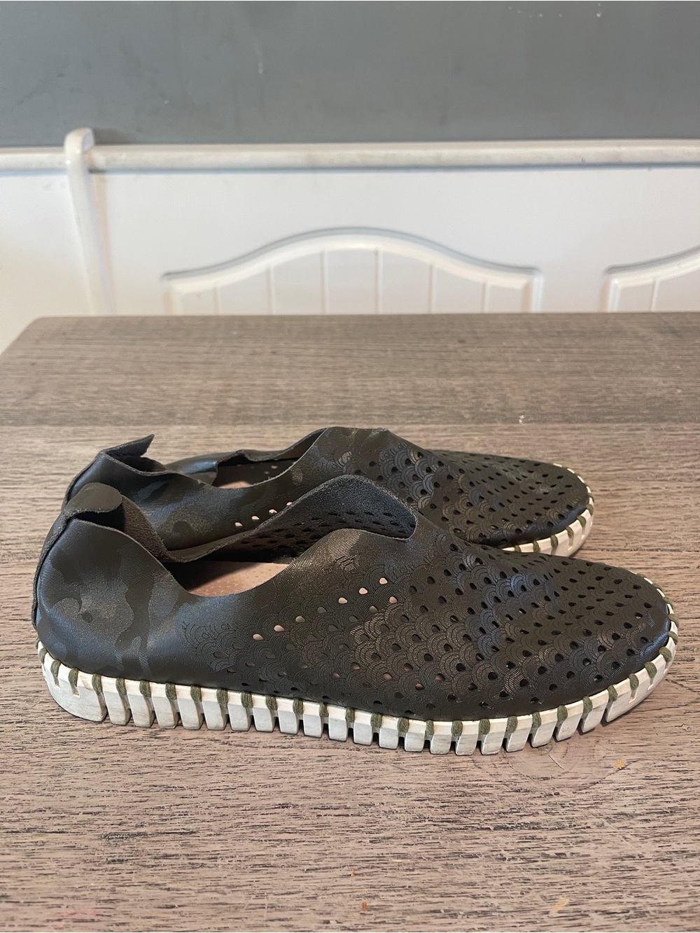 Ilse Jacobsen Tulip Perforated Camo Slip On Size EU38